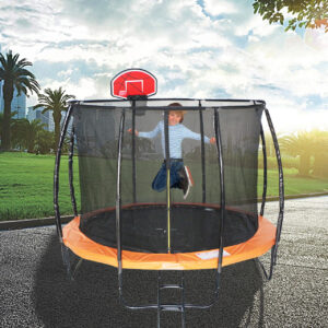 ALL 4 KIDS 12 FT Jump Zone Spring Trampoline with Basketball Board