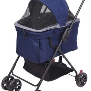 DSHUJC Dog Strollers Cat Stroller Baby Carriage, Foldable Four-Wheeled Trolley Suspension Commutation Cart Large Travel Supplies Travel Goods Gear