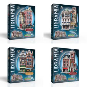Wrebbit 3D - Urbania Collection 3D Puzzles Bundle of 4: Hotel Cinema CafÃ© and Fire Station