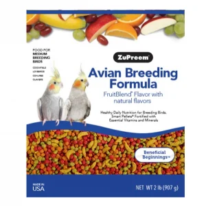 ZuPreem AvianBreeder Fruit Blend Flavored Pelleted Bird Food for Cockatiels (40 LBS)