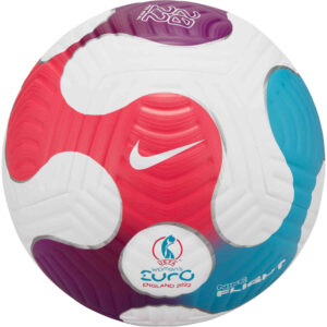 Nike UEFA Womens Euro 2021 Flight Official Match Soccer Ball – White & Racer Pink with Blue with White