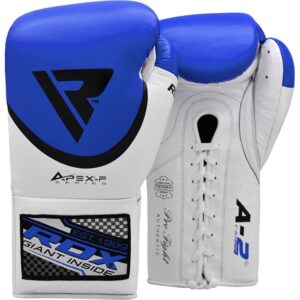 RDX A2 FIGHT LACE UP LEATHER BOXING GLOVES BBBOFC / BIBA / WBF APPROVED