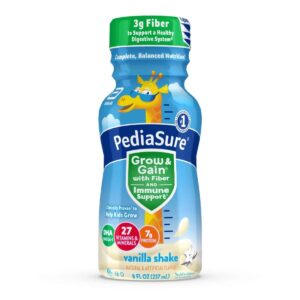 PEDIASURE GROW & GAIN WITH FIBER SHAKE VANILLA (8 fl oz bottle) / (Case of 24 x2)
