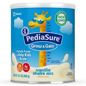 PEDIASURE GROW & GAIN SHAKE MIX VANILLA (14.1 oz can / Case of 6 )