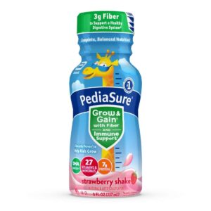 PEDIASURE GROW & GAIN WITH FIBER SHAKE STRAWBERRY (8 fl oz bottle) / (Case of 24 x2)